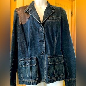 Ralph Lauren Jeans Jacket, leather trim, L